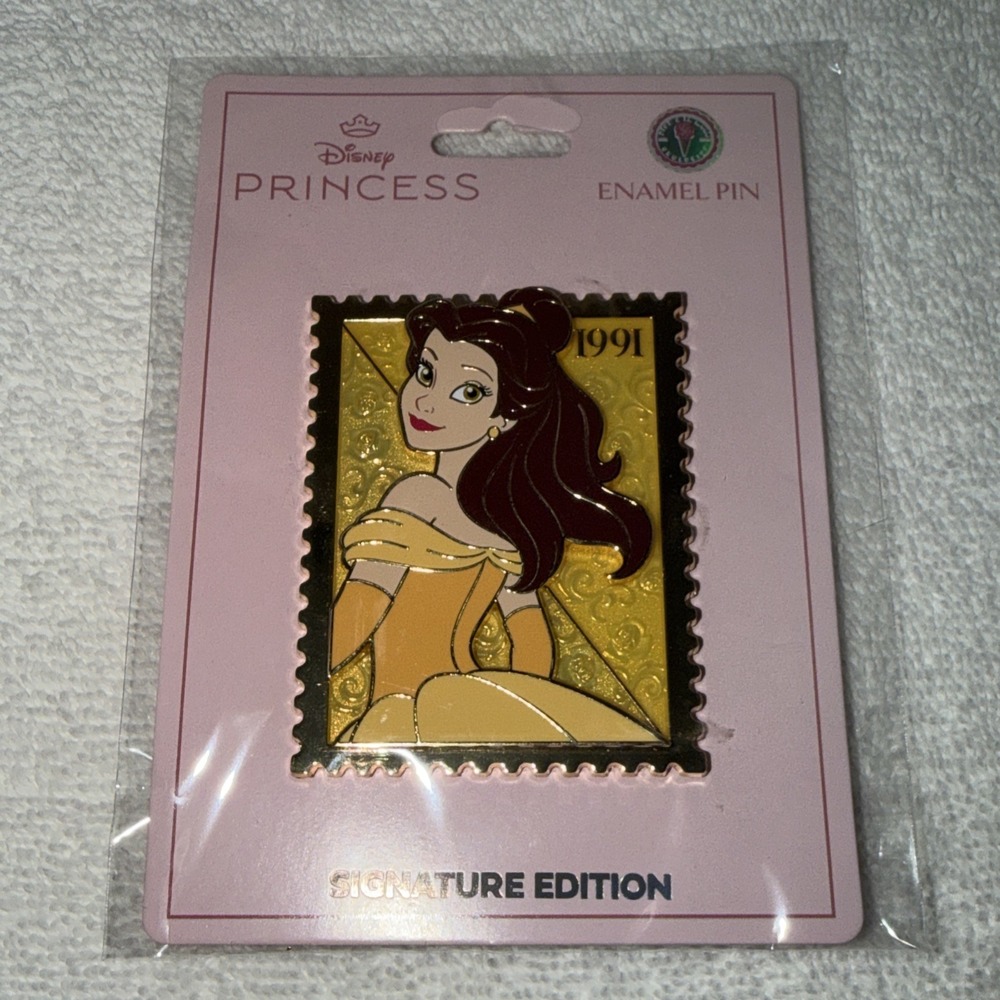 Disney Pink A La Mode Royal Stamp Beauty and the Beast Belle Pin LE 400